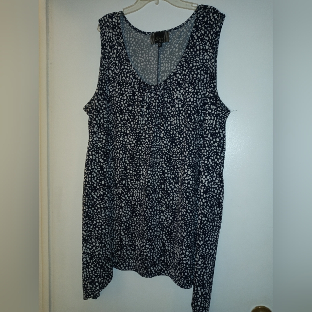 Slinky Black/White Dot Blouse 2x